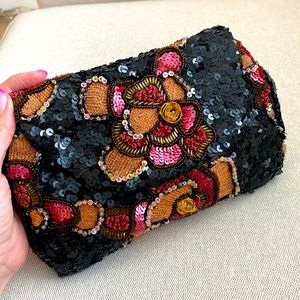 Pierre Cardin floral sequin clutch